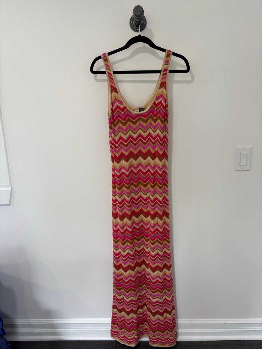 Show Me Your MuMu Pink and Tan Chevron Maxi Dress